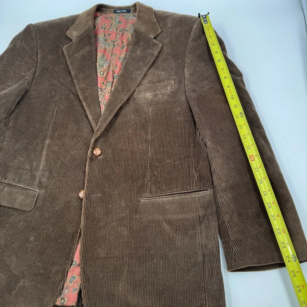 Lauren Ralph Lauren 42R Brown Corduroy Blazer Mens‎ Paisley Lined Sport Coat